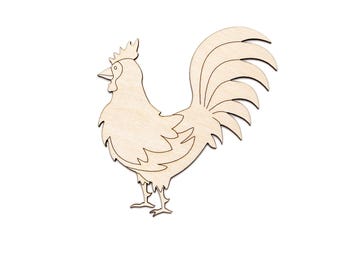 Rooster Wood Cutout - Laser Cut Unfinished Craft Shape - Multiple Sizes
