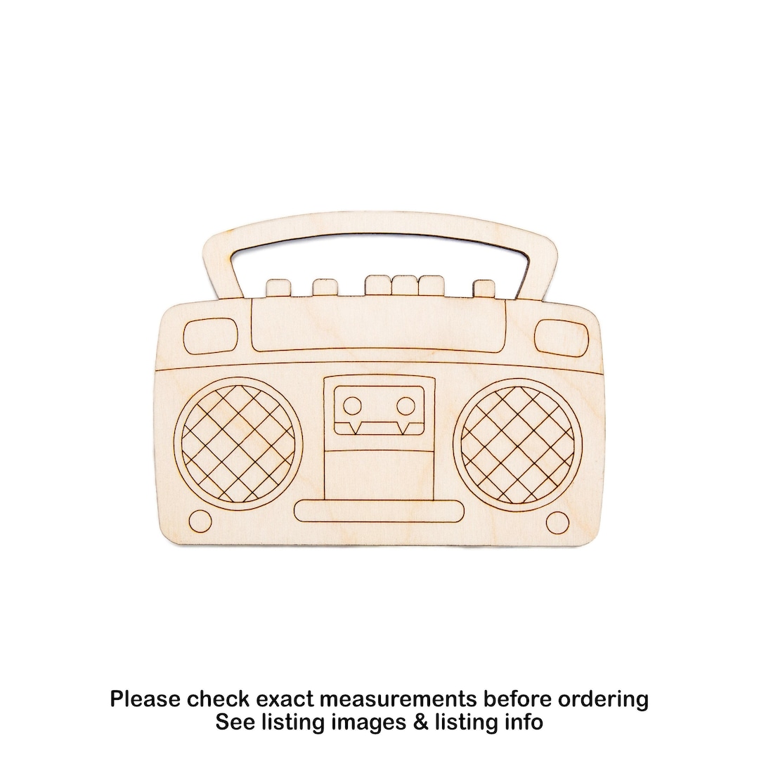 Retro Boombox Detailed Wood Cutout - Laser Cut Unfinished Craft Shape ...