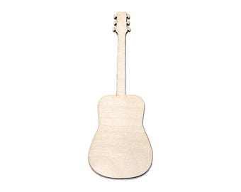 Guitar Blank Wood Cutout - Laser Cut Unfinished Craft Shape - Multiple Sizes