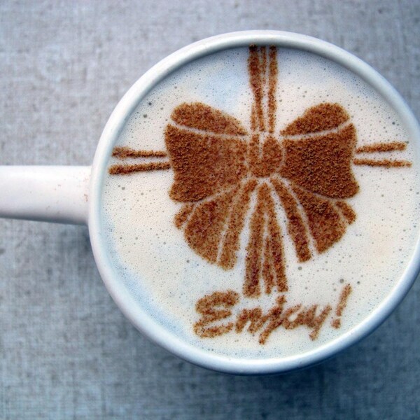 Coffee STENCIL - Beautiful Life - Ribbon, Bow, Gift, Elegant