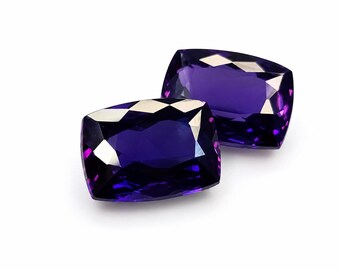 Blue-Purple Tanzanite Pair Of Cushion Cut 25+ Ct Loose Certified Natural Gemstone For Jewelry Making For December Birthday Gift