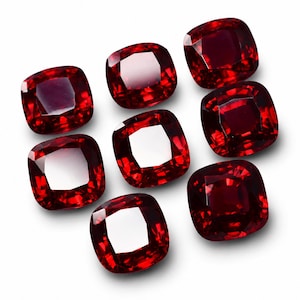 Lote de rubíes naturales de color rojo sangre de 14-20 quilates, talla cojín cuadrada certificada. Colección de piedras preciosas. El rey de las piedras preciosas. Regalo de cumpleaños para esposa.