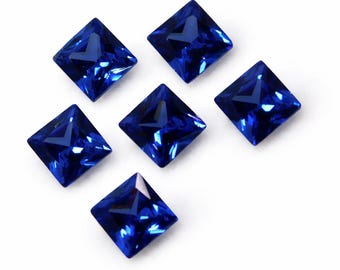 Lote de 6 Gemas Sueltas de Zafiro Azul Natural, Corte Cuadrado 5x5 mm | Corindón de Calidad A+ | Para la Elaboración de Joyería Nupcial