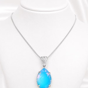 Conjunto combinado de colgante de ópalo multicolor: joyería de ópalo etíope natural, colgantes de ópalo de formas variadas, collar de piedras preciosas de plata de ley.