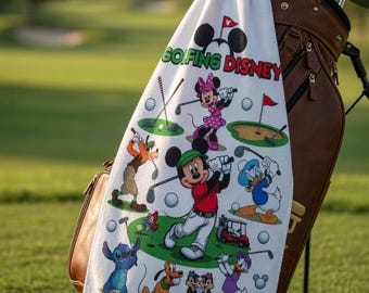 Disney Golf Towel, Mickey Minnie Donald Golf Gift, Funny Golfing Towel For Disney Fans, Gift For Dad, Gift For Him