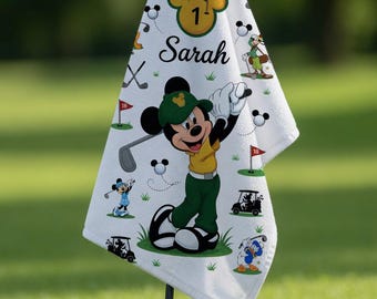 Personalized Disney Golf Towel Custom Name, Mickey Golf Gift For Women Men, Funny Golfing Towel, Gift For Dad Him