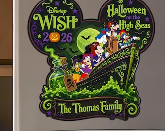 Cruise Halloween Magnet Halloween On The High Seas 2026 Magnet, Cruise Door Magnet Disney Wish Dream Fantasy Magic Wonder Halloween Decor
