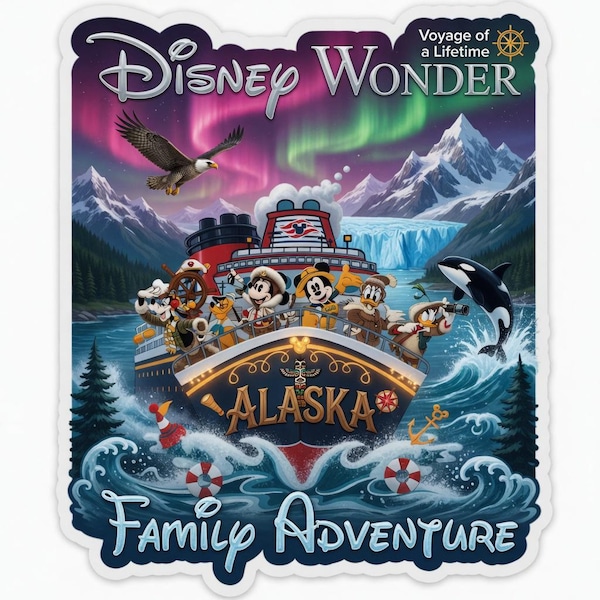 Gepersonaliseerde Mickey & Friends Disney Alaska Cruise Magnet, Disney Wonder Magnet, Alaska Trip 2026, Disney Family Cruise Ship Stateroom Door