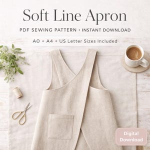 Cross Back  Apron Sewing Pattern PDF | Digital Download | A4, A0, US Letter Sizes Included
