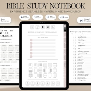Digital Bible Study Notebook (Pink Tabs) | Hyperlinked GoodNotes iPad Planner | Faith Journal | Christian Planner | Bible Journaling