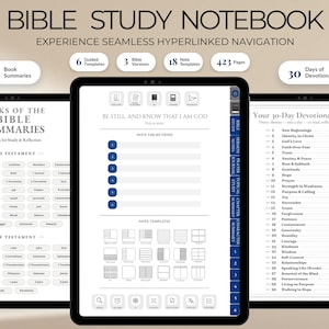 Digital Bible Study Notebook | Hyperlinked GoodNotes iPad Planner (Digital Download) | Faith Journal | Christian Planner | Bible Journaling
