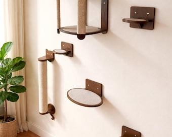 Cat wall furniture,Wall mounted cat shelves, Cat scratching post, Modern cat tree, Sisal cat scratcher,Cat climbing wall shelf