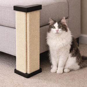 Corner Cat Scratcher for Sofa – Double-Sided Sisal Scratch Post, Furniture Protector, Under Couch Leg, Modern Cat Scratching Board