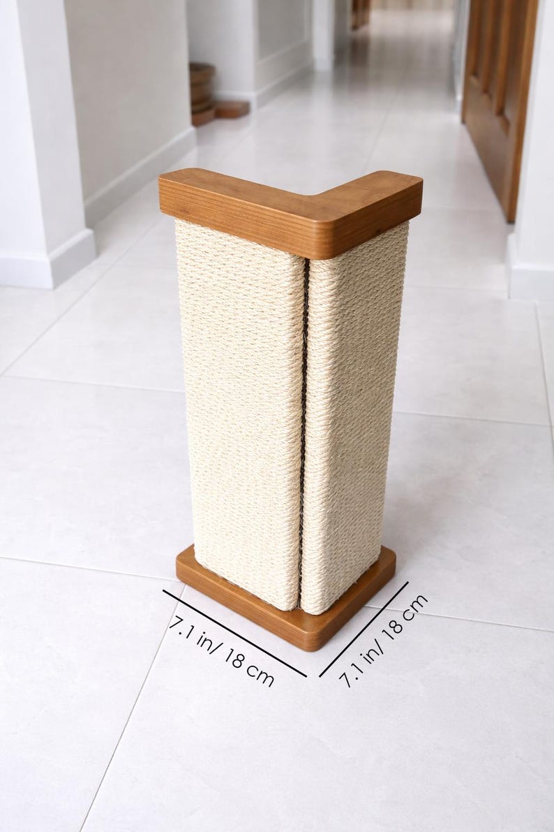Rascador de esquina para gatos para sofá: poste rascador de sisal de doble cara, protector de muebles, para debajo de la pata del sofá, moderno rascador para gatos. imagen 5