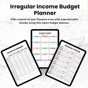Irregular Income Budget Planner, Variable Expense Tracker (PDF)