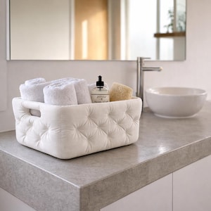 Vanity Organizer Basket | Bathroom Counter Storage | Makeup