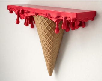 Schmelzende Eiscreme-Regal | Drip Art Wanddekor, skulpturales Cone Statement Piece