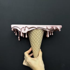 Melting Ice Cream Shelf | Drip Art Wall Decor, Sculptural Cone Statement Piece image 5