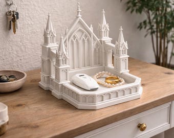 Gothic Cathedral Tray, Medieval Decor, Dark Academia Desk Shelf, Architectural Sculpture Gift