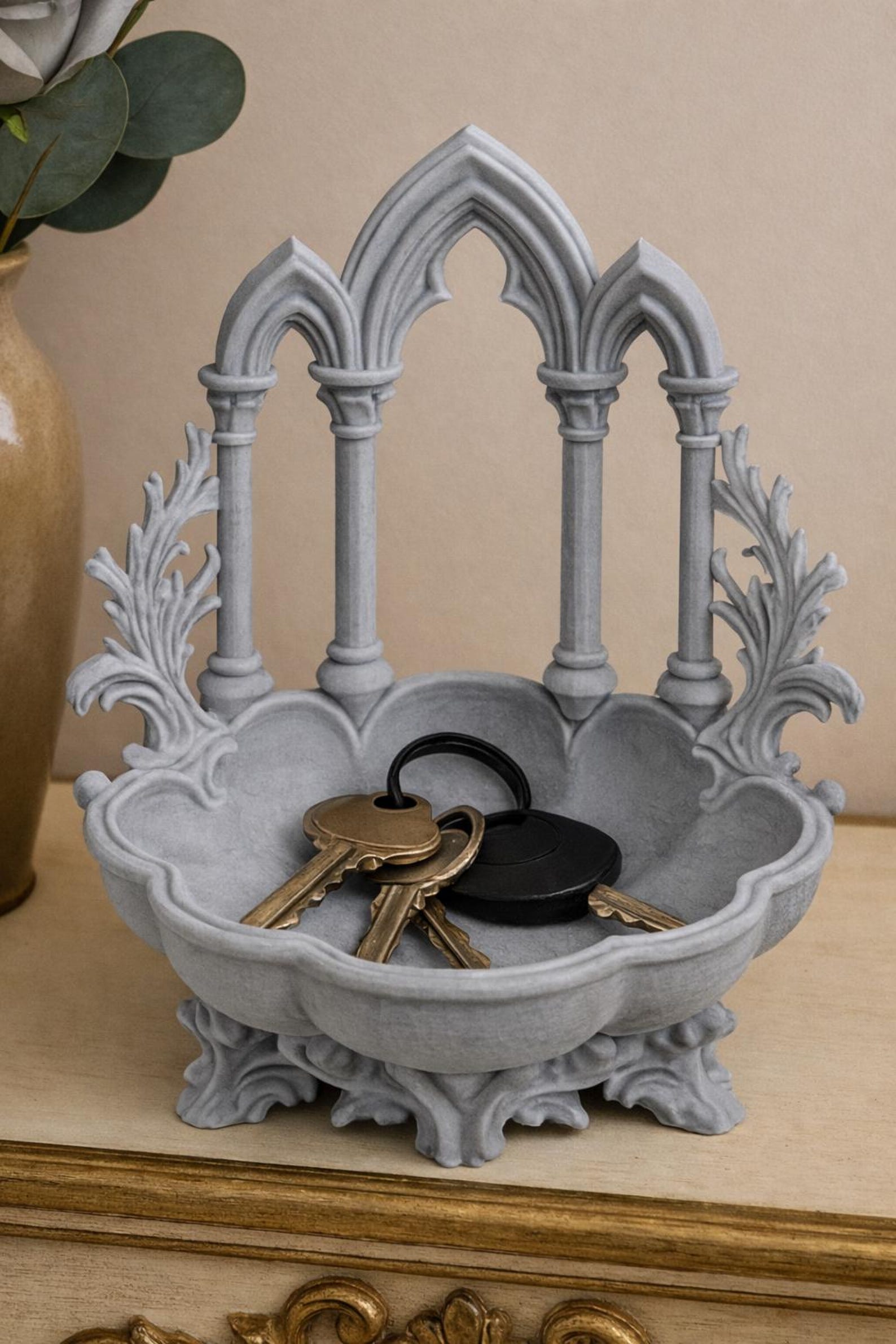 Gothic Arch Key Holder Bowl | European Entryway Organizer - Etsy