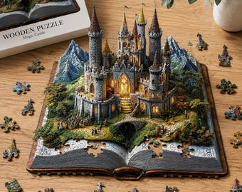 Fantasie-Schloss-Holzpuzzle, einzigartige Form, ideales Geschenk für den Spieleabend mit der Familie, kniffliges Rätsel, Geschenk für Erwachsene und Kinder, Dekoration für Zuhause, Geschenk für ihn