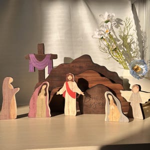 Handmade Wooden Easter Resurrection Scene, Empty Tomb Decor