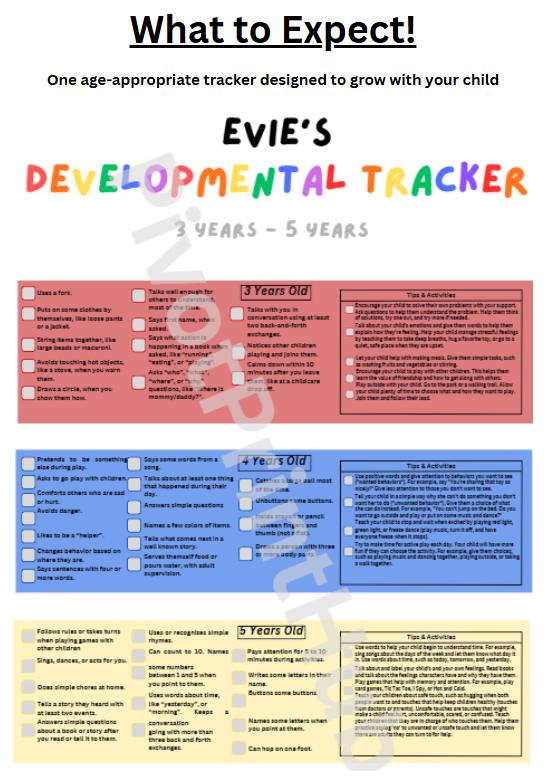 3-5 Year Developmental Tracker | Milestone Checklist | Printable PDF ...