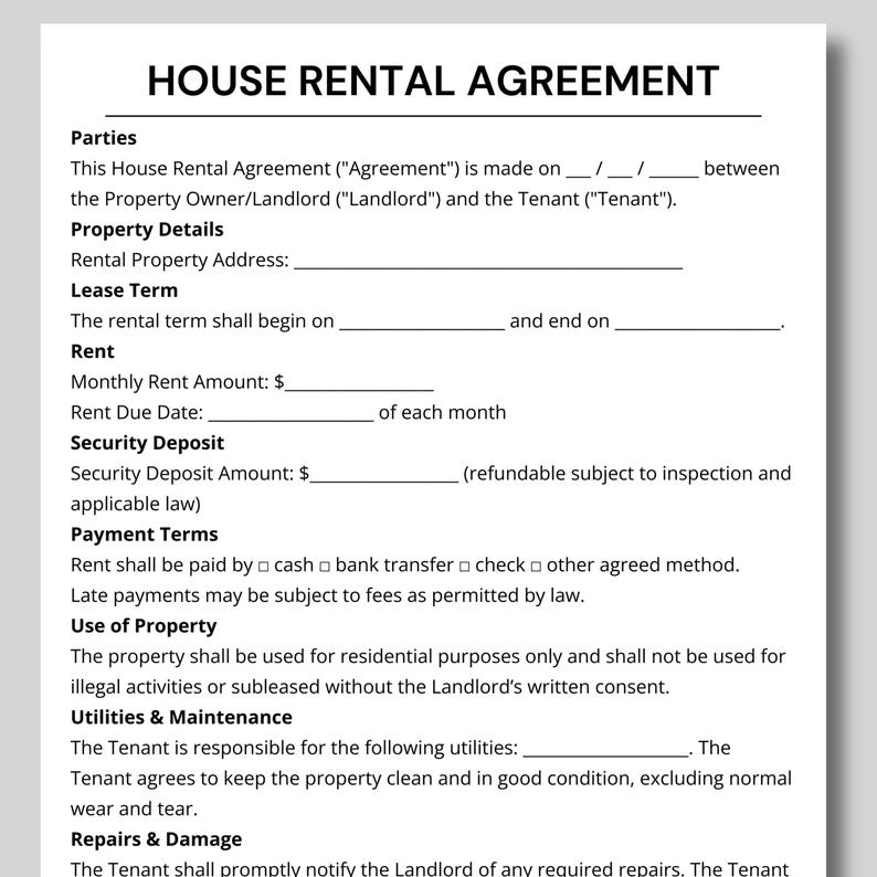 House Rental Agreement, Residential Lease, Rental Lease, Easy Lease ...