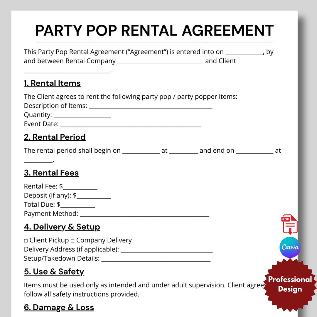 Party Prop Rental Form, Event Prop Rental, Decor Rental Deal, Backdrop ...