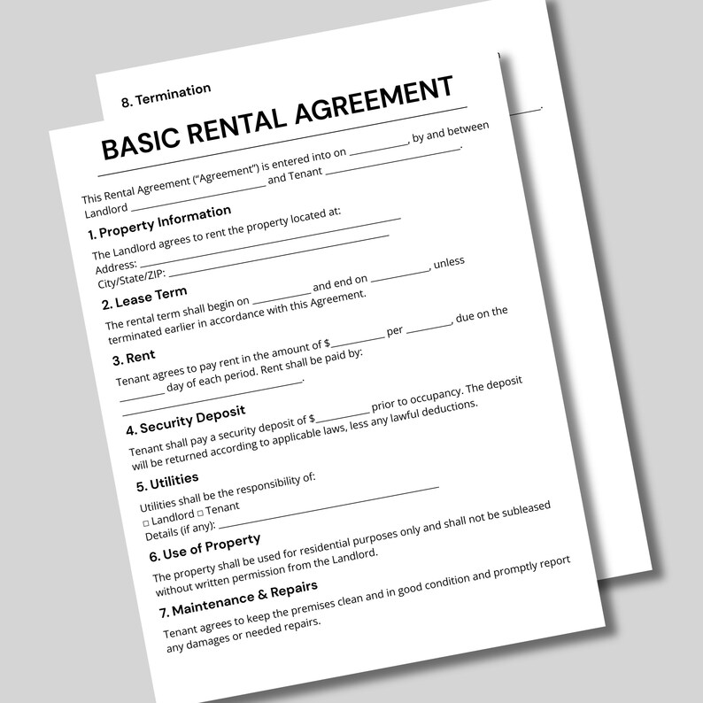 Basic Rental Agreement Pdf, Printable Agreements, Fillable Rental Form ...