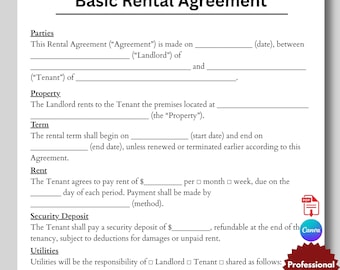Contrat de location de base pdf, contrats de location imprimables, formulaire de location à remplir, propriétaires modifiables, contrat de bail de base, formulaires de location simples,