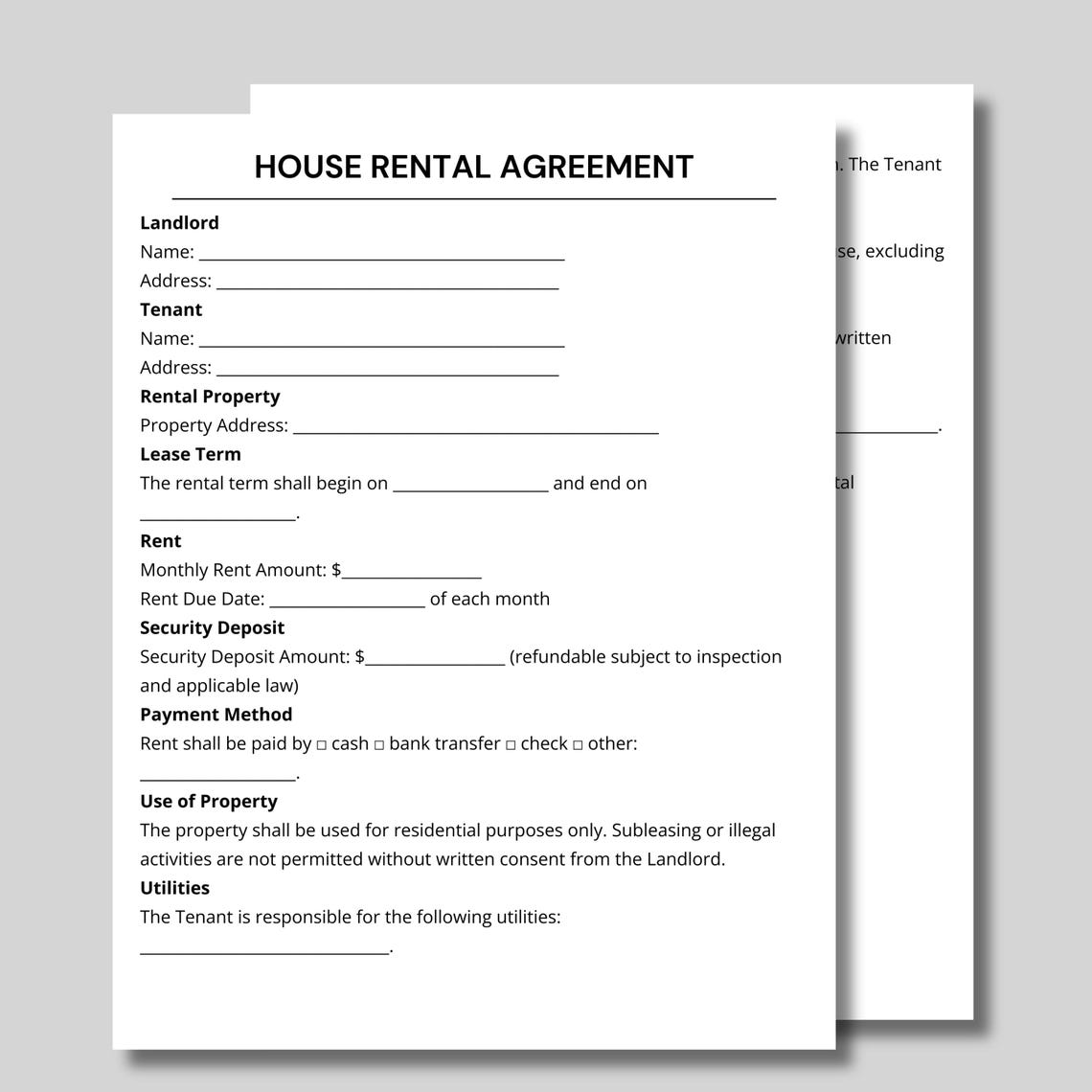 House Rental Agreement, Residential Lease, Rental Lease, Easy Lease ...
