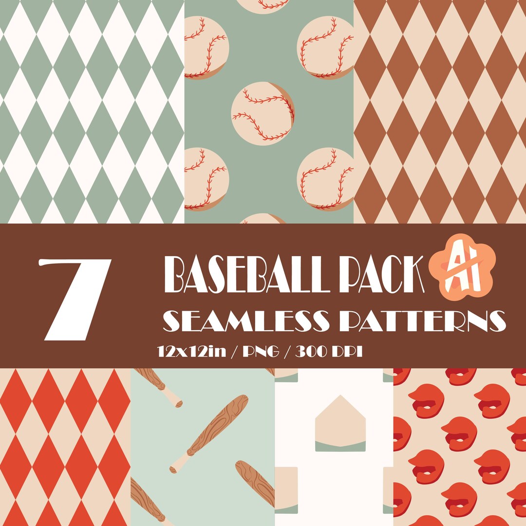 7 Baseball Pack Themed Seamless Patterns *downloads* - Etsy