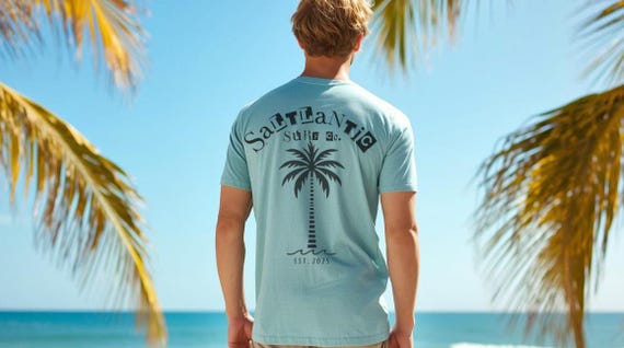 Palm Tree Graphic Tee • SALTLANTIC™ Surf Co. Coastal Shirt, Beach T-shirt