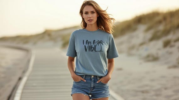 I Am A Vibe Cotton T-Shirt, Beach Graphic Tee