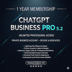 ChatGPT Business Pro 5.2 – Instalação completa por 1 ano | Uso privado | Ativado em e-mail pessoal