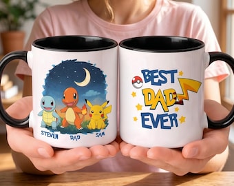 Personalized We Choose You Dad Mug, PokeDad, Father's Day Gift For Him, Custom Anime Characters, Custom Birthday Pokedad Mug