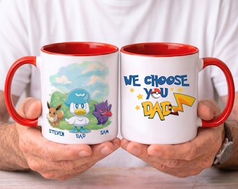 Personalisierte Pokedad Gotta Becher, benutzerdefinierte Namenstasse, Vatertagsgeschenk für ihn, benutzerdefinierte Anime-Charaktere, benutzerdefinierte Geburtstags-Pokedad-Tasse