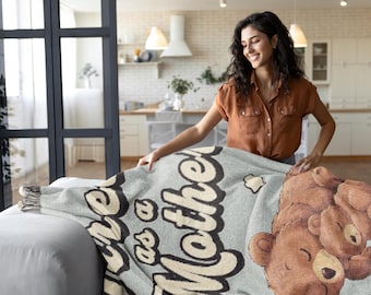 Tired As A Mother Woven Blanket Cozy Mom Throw Home Decor Gift