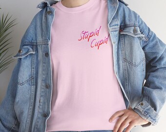Stupid Cupid Broken Heart finger gun Tee | Front and Back Print