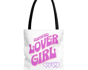 Certified Lover Girl Tote Bag Pink Graphic Everyday Bag
