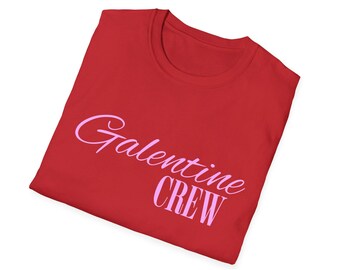 Galentine Script Pink Galentine Crew T-Shirt | Galentine's Day Tee