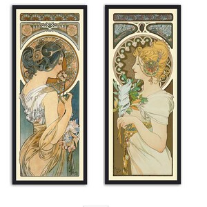 Alphonse Mucha Art Nouveau Print: Feather, Vibrant Colors image 3