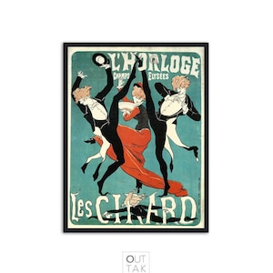Hermoso póster francés vintage de una época poco común de Cheret Jules