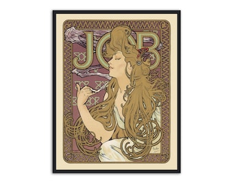 Art nouveau print by Alphonse Mucha  poster "Job rolling papers"-  Large reproduction print - Home wall art canvas