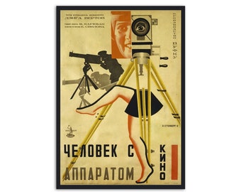 Vintage Constructivism Art - 'Man with the Movie Camera' Poster by the Stenberg Brothers -  Ideal for Retro Movie Enthusiasts and Wall Decor