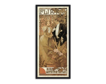 Art nouveau print by Alphonse Mucha - " Flirt Biscuits" vintage advertisement created in 1899