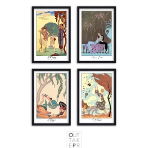 Set of 4 Art Deco illustrations The Four elements by George Barbier Art Deco print image 1