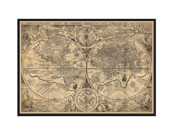 World map wall art - Framed print - Orbis Terrarum Typus De Integro Multis In Locis Emendatus (1594), 002