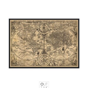 World map wall art Framed print Orbis Terrarum Typus De Integro Multis In Locis Emendatus 1594, 002 image 1